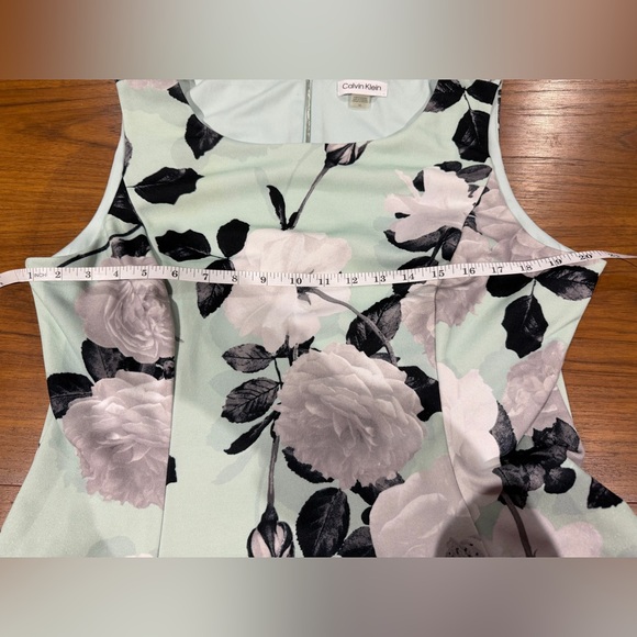 Calvin Klein Floral Print Illusion Hem Midi Dress Size 14 Spring Easter Church - Picture 9 of 10